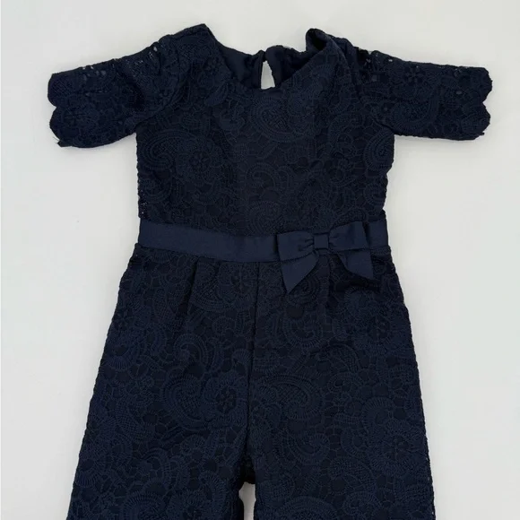 Jamie And Jack 18 JJ Sept Holiday 1 Navy Blue Lace Jumpsuit Size 18 - 24 Months - Picture 3 of 10